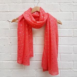 Gold Stars - Coral Scarf